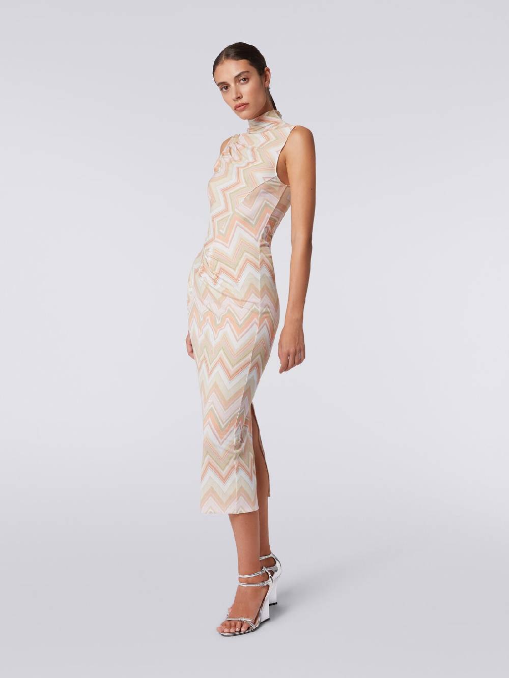 Missoni Abito longuette in viscosa zig zag con arricciature ACQUISTA ORA