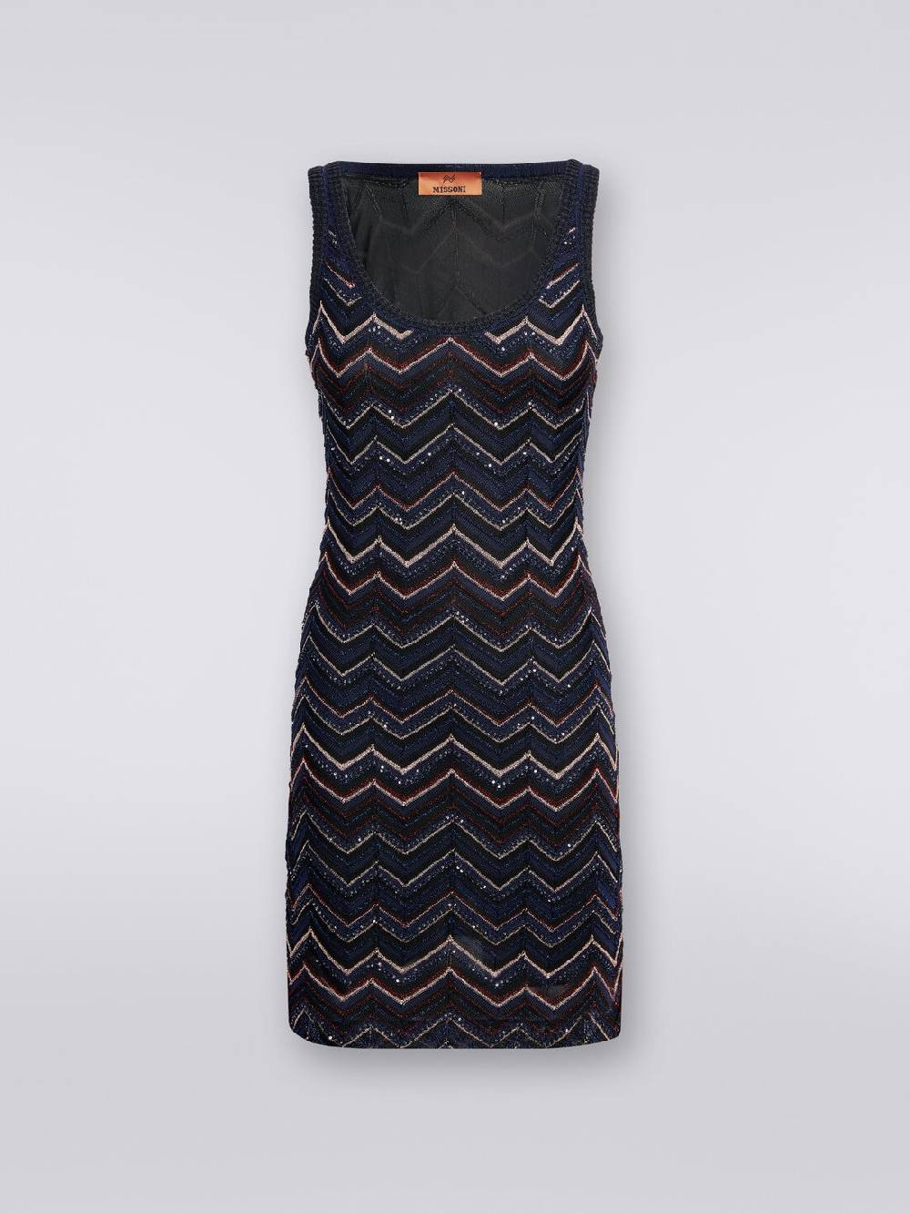 Missoni Mini-abito senza maniche in misto viscosa zig zag con paillettes Qualità