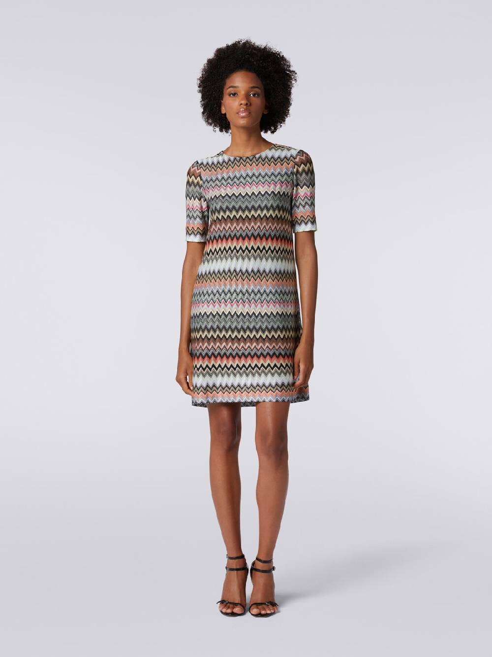 Missoni Abito a maniche corte in cotone e viscosa zig zag Vendita
