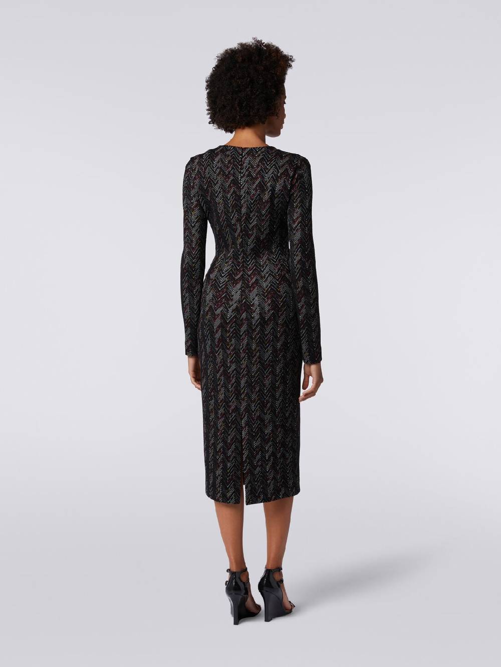 Missoni Abito lungo con scollatura a V in lana e viscosa zig zag Spedizione Gratuita