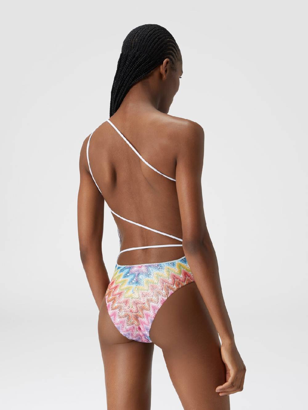 Missoni Costume intero monospalla in pizzo spalmato Consegna Veloce