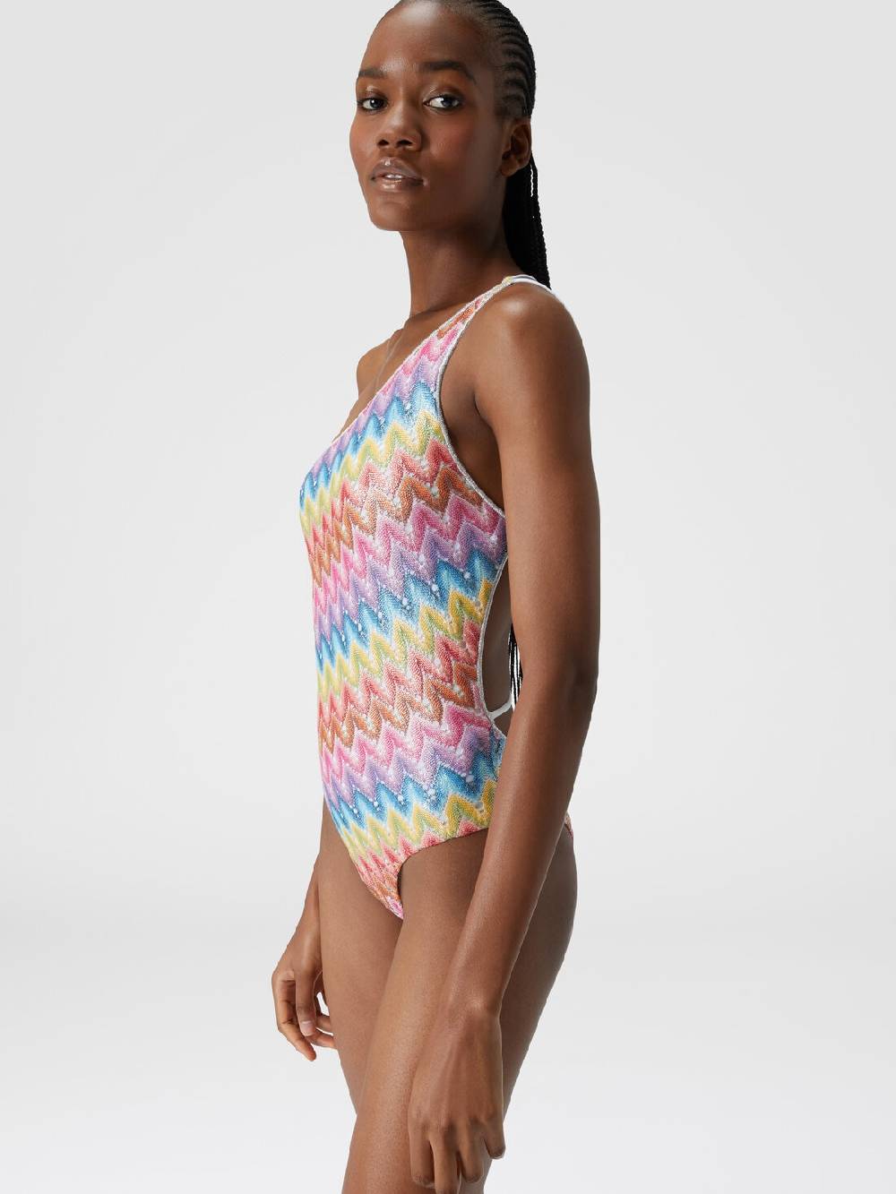 Missoni Costume intero monospalla in pizzo spalmato Consegna Veloce