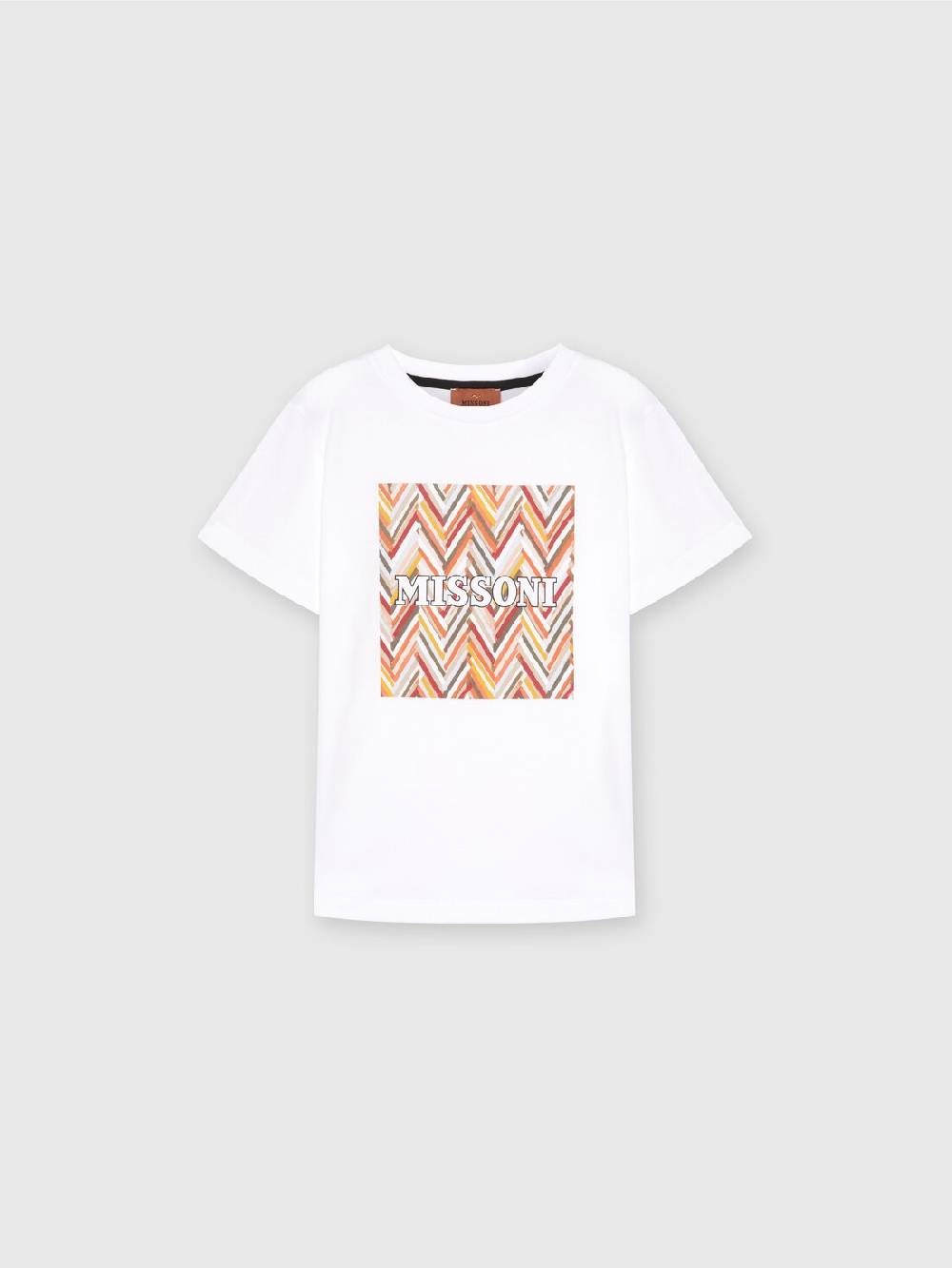 Missoni T-shirt in jersey di cotone con stampa chevron e logo Economico