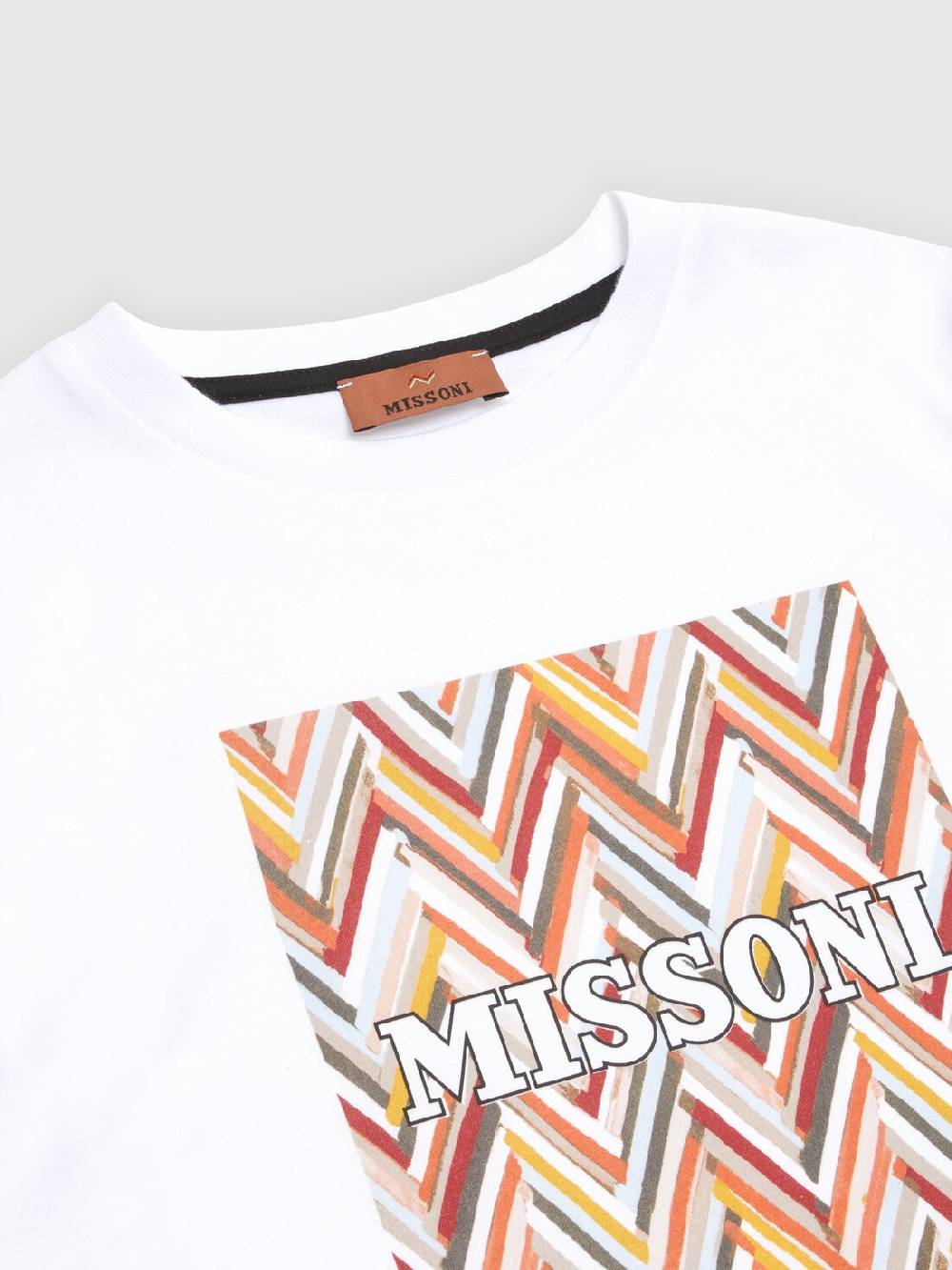 Missoni T-shirt in jersey di cotone con stampa chevron e logo Economico