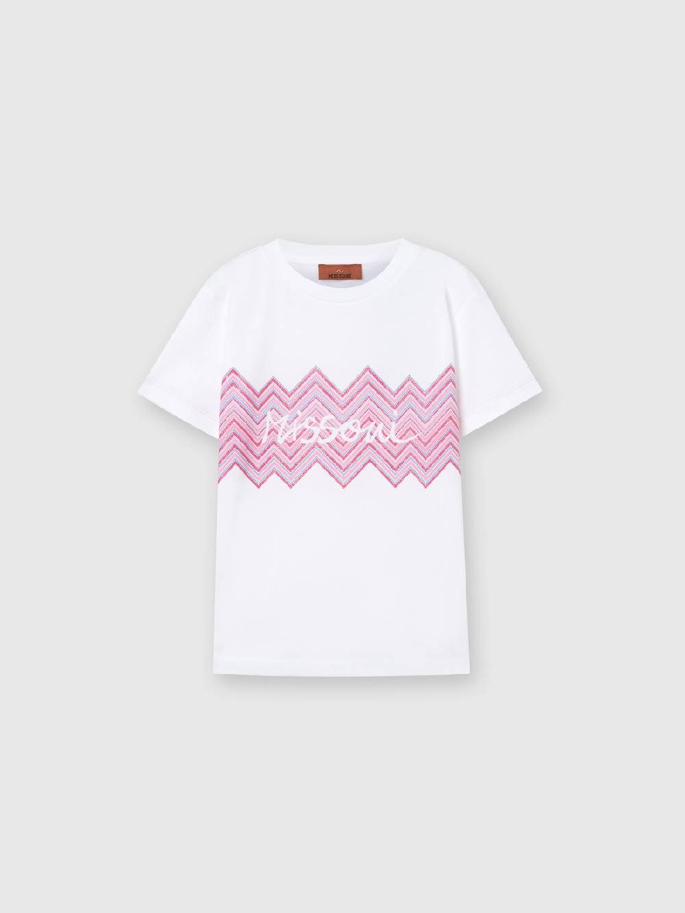 Missoni T-shirt in jersey di cotone con inserto chevron e logo Online