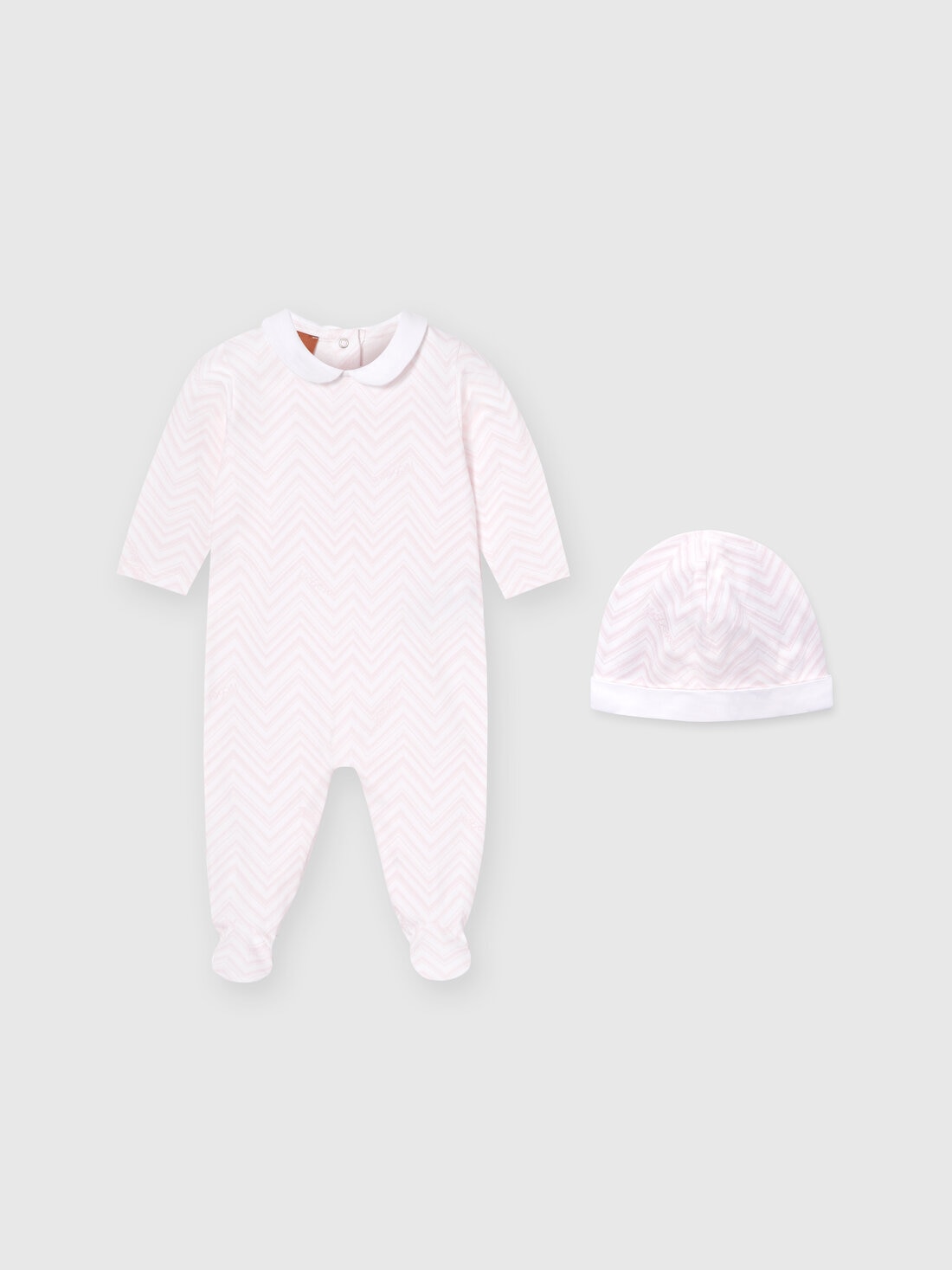 Missoni Set due pezzi con tutina e zuccotto in cotone zig zag Offerte