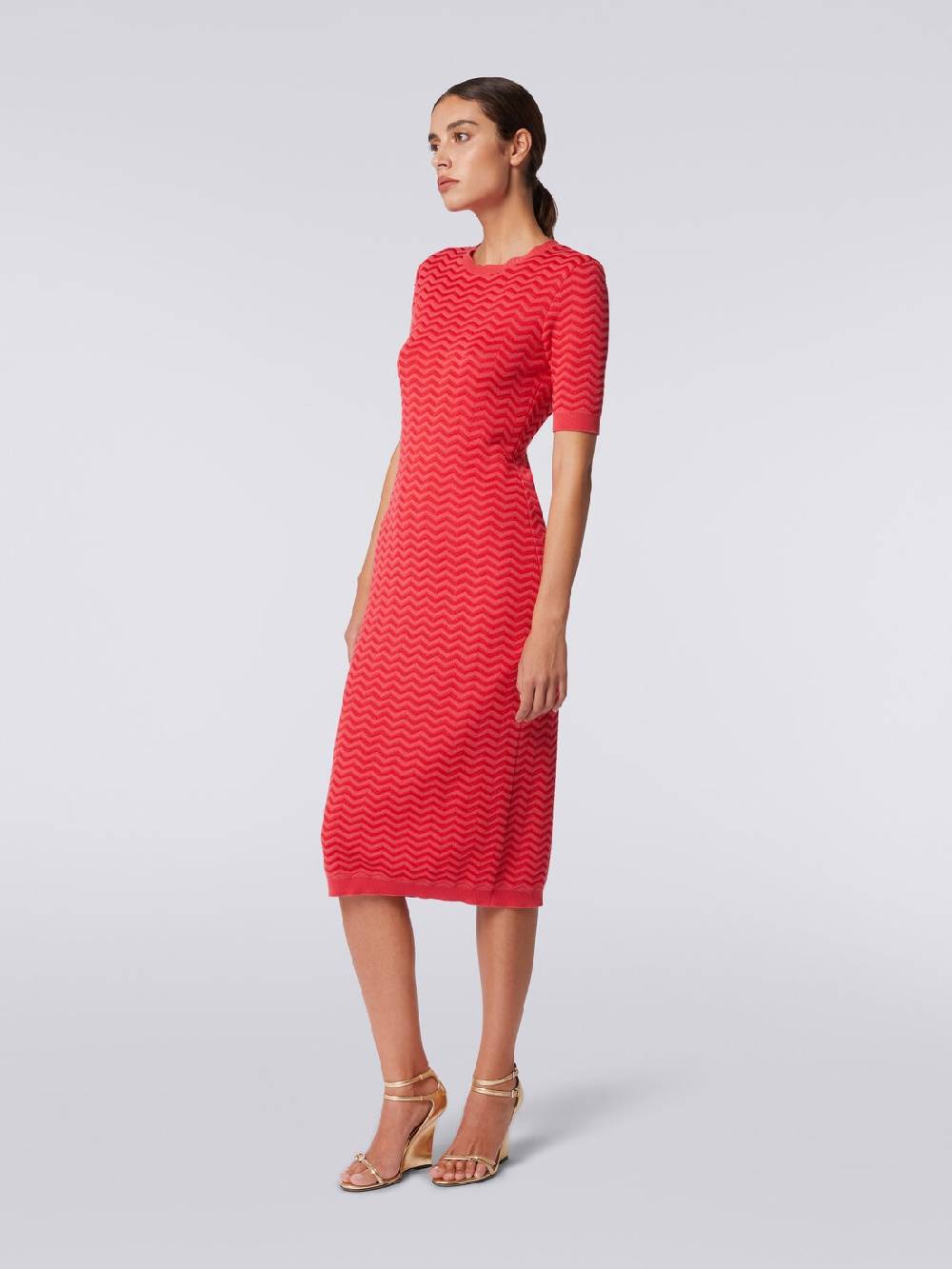 Missoni Abito longuette girocollo in maglia chevron Vendite Flash
