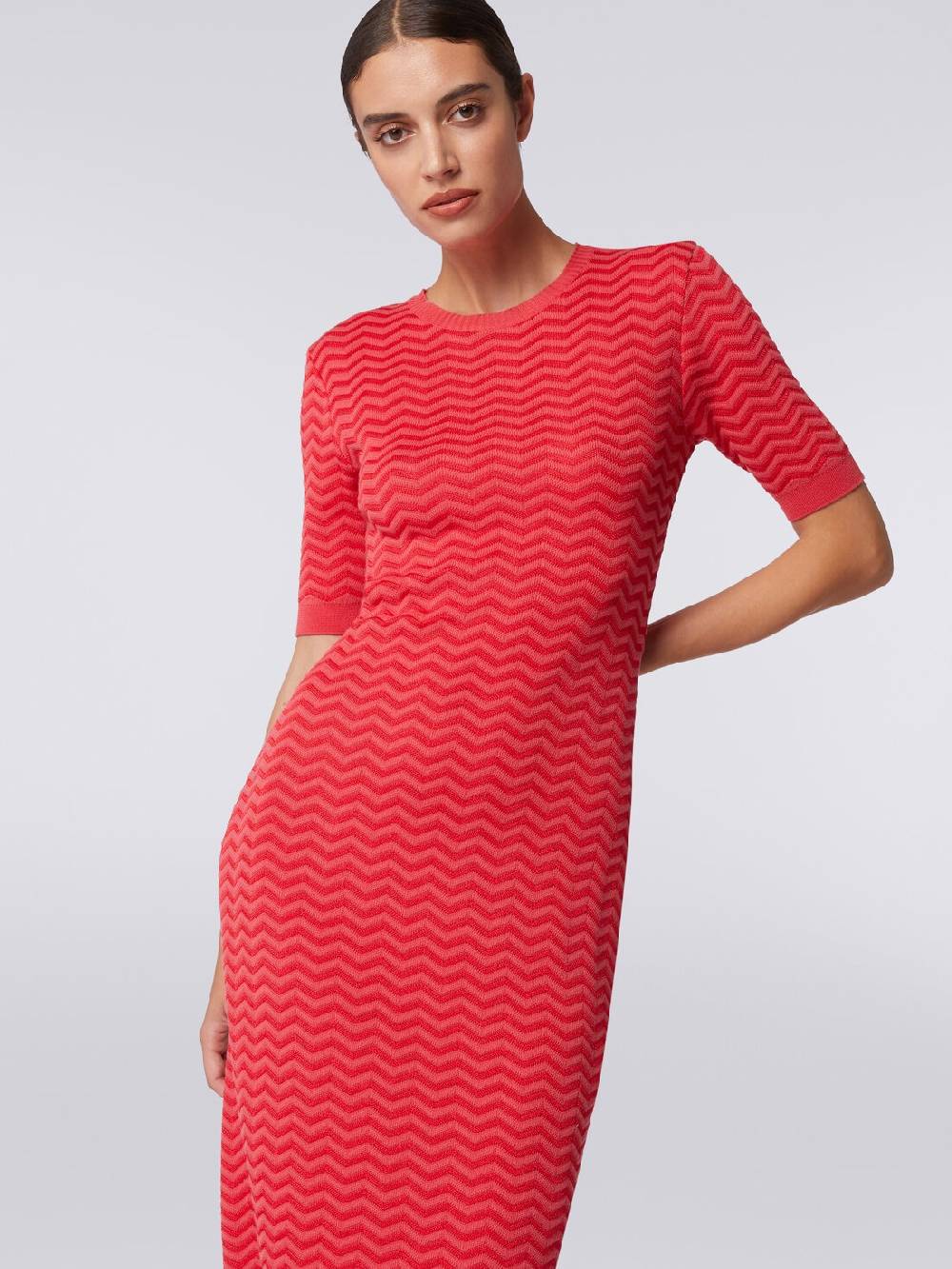 Missoni Abito longuette girocollo in maglia chevron Vendite Flash