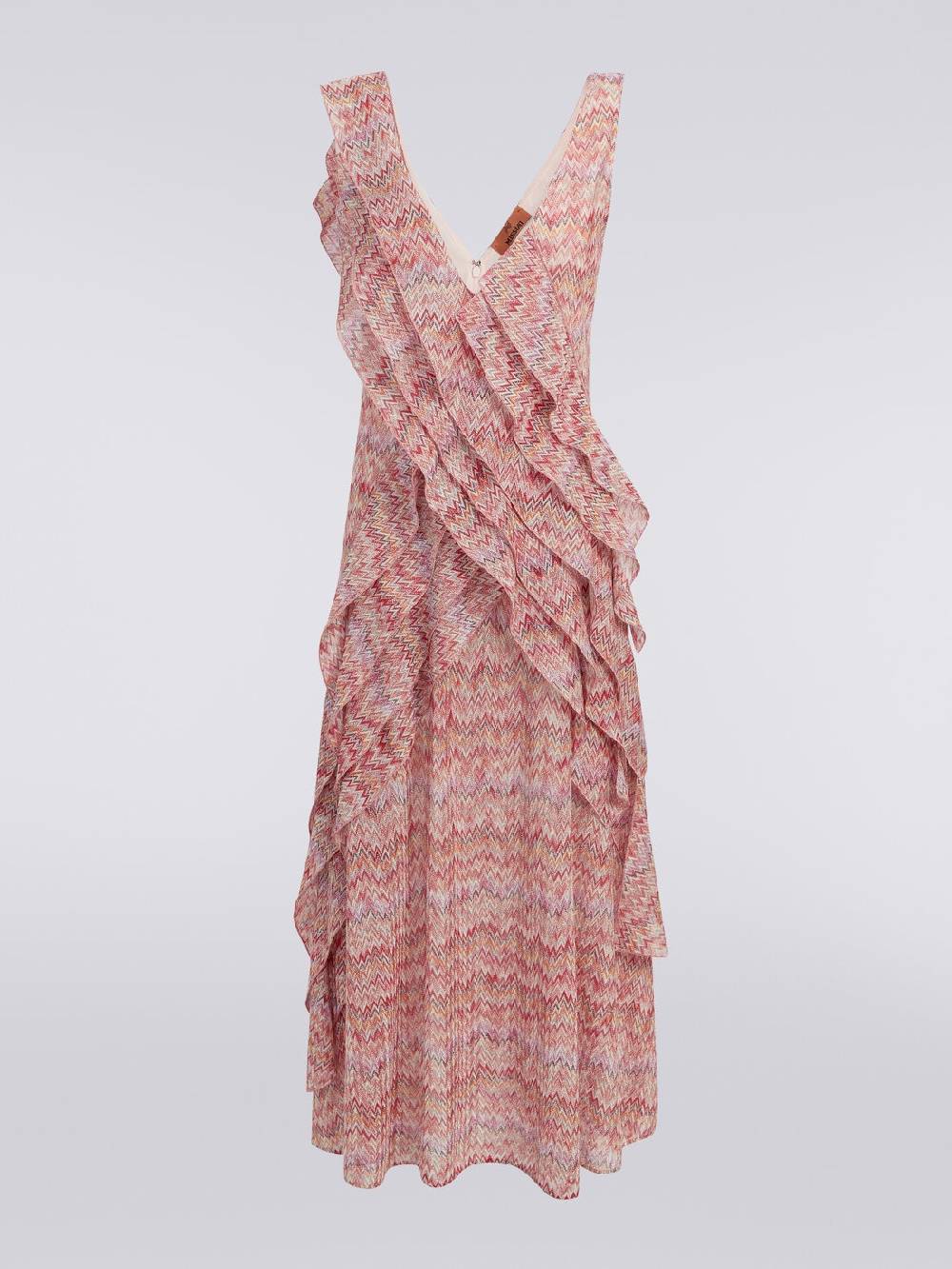 Missoni Abito midi motivo snake con balze e lurex In Saldo