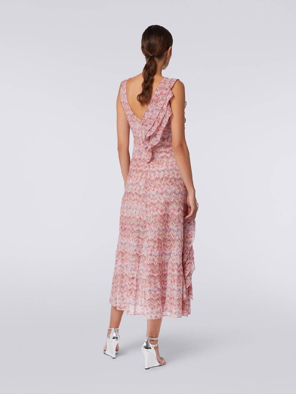Missoni Abito midi motivo snake con balze e lurex In Saldo