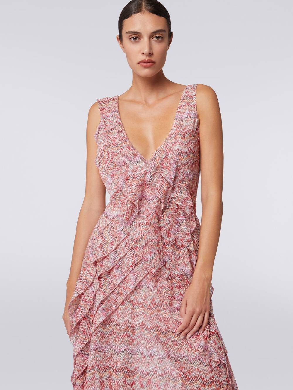 Missoni Abito midi motivo snake con balze e lurex In Saldo
