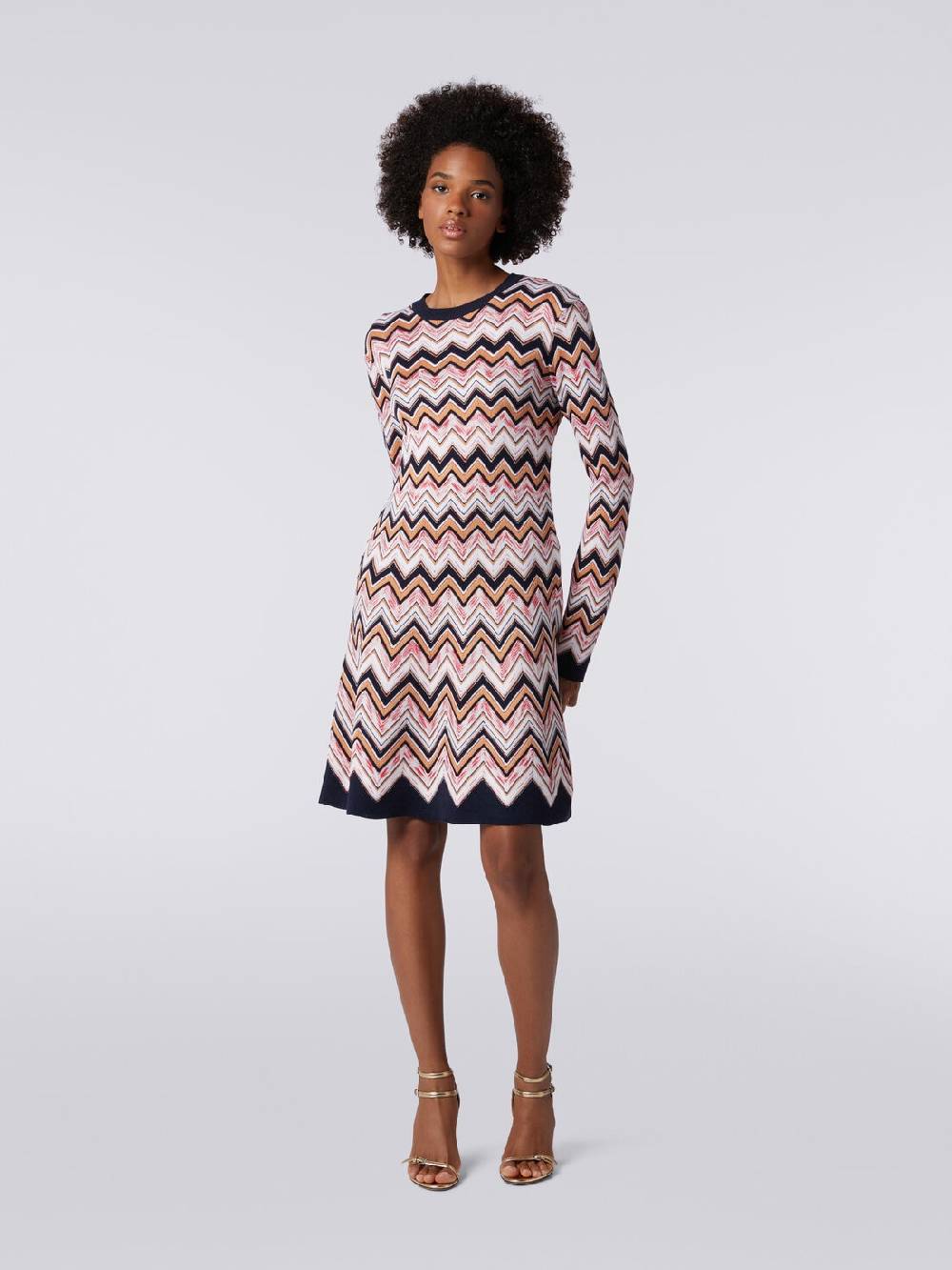 Missoni Abito girocollo a maniche lunghe in maglia zig zag 2025