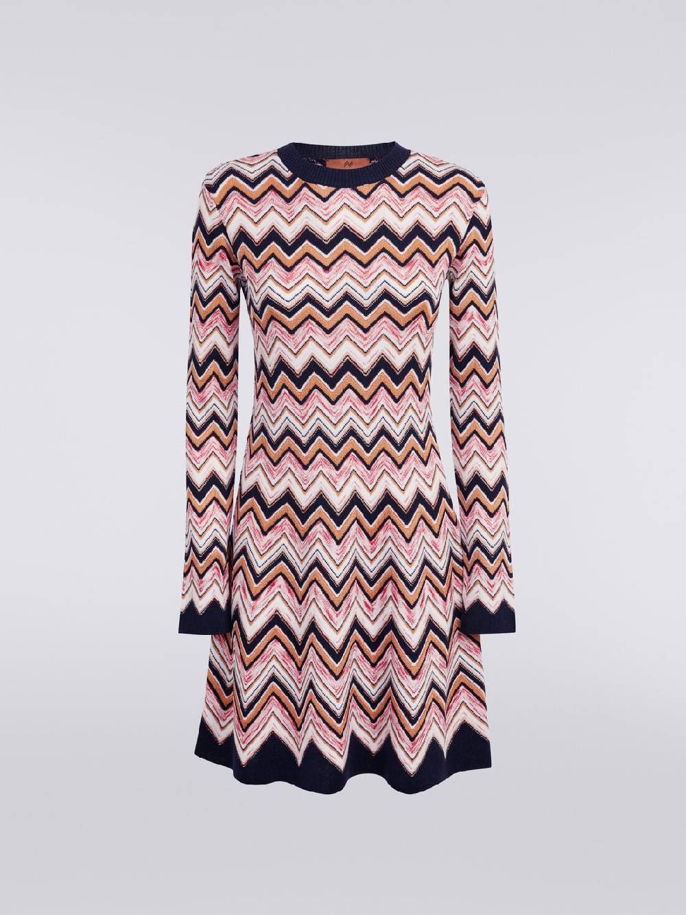 Missoni Abito girocollo a maniche lunghe in maglia zig zag 2025