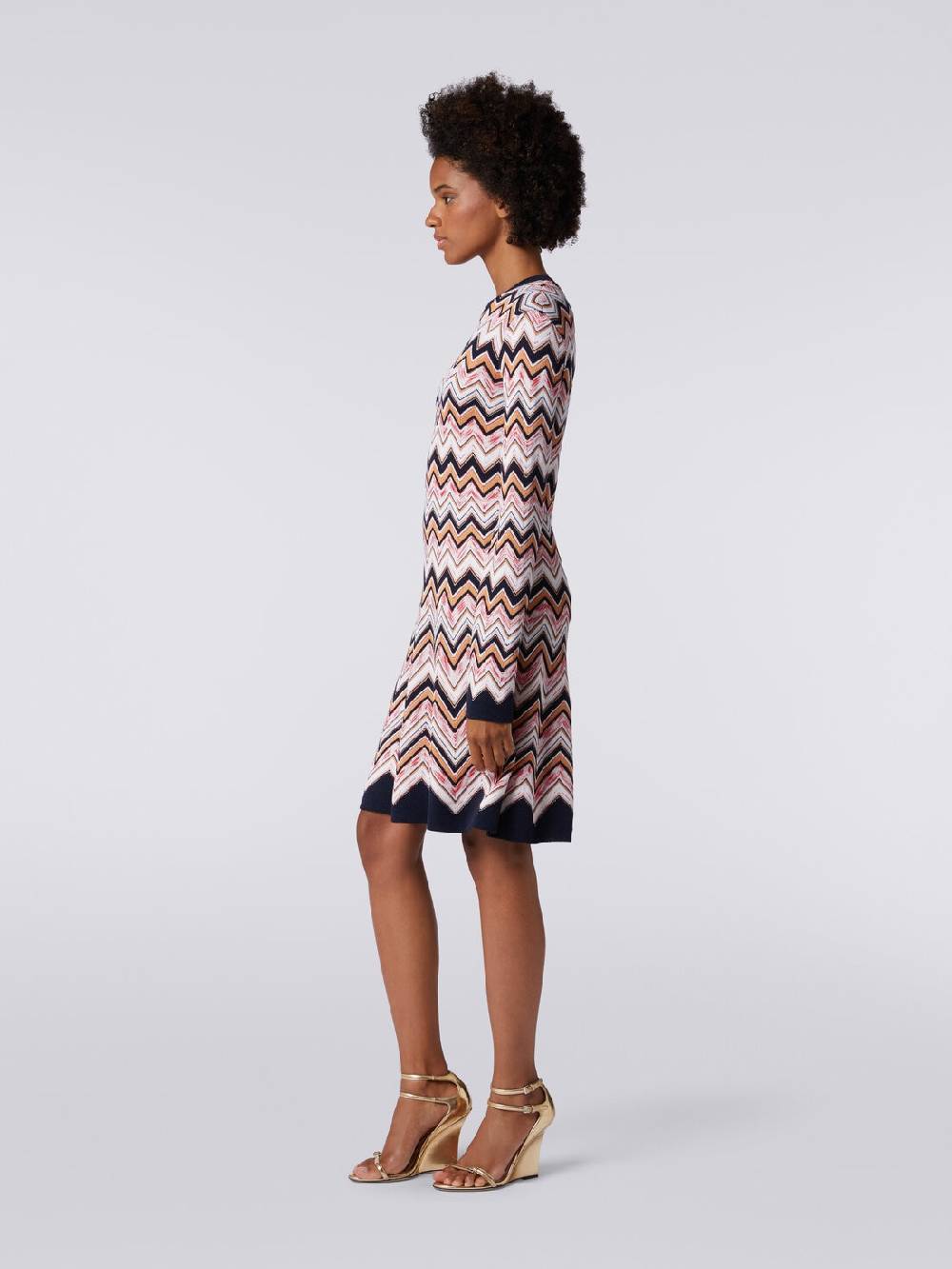 Missoni Abito girocollo a maniche lunghe in maglia zig zag 2025