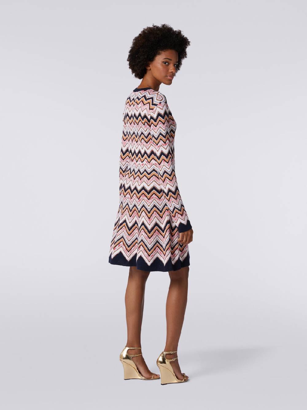 Missoni Abito girocollo a maniche lunghe in maglia zig zag 2025