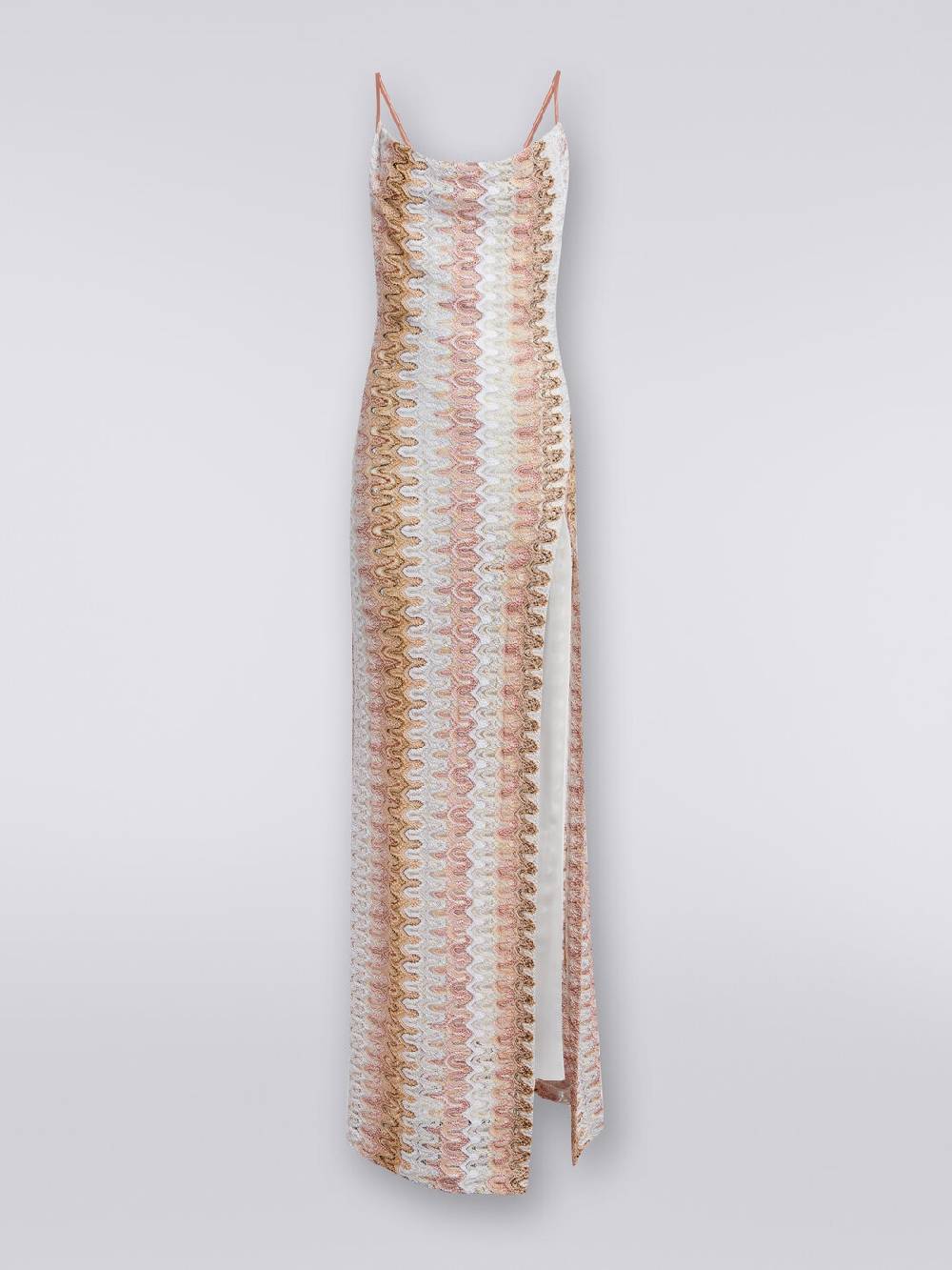 Missoni Abito lungo effetto pizzo con scollatura drappeggiata e spacco 2025