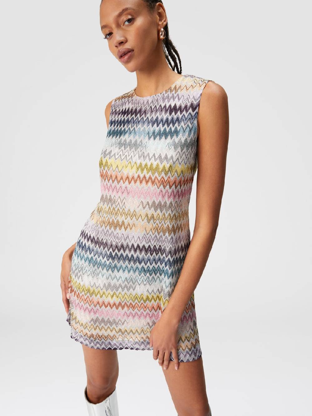 Missoni Mini-abito senza maniche in viscosa zig zag lamé Spedizione Gratuita