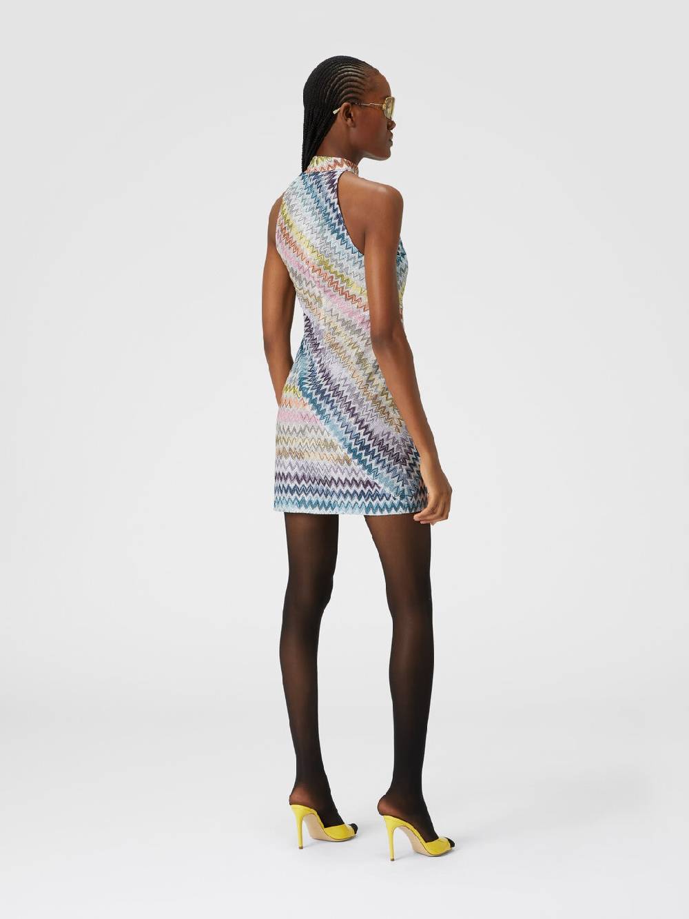 Missoni Mini-abito senza maniche in viscosa zig zag lamé Pezzi Unici