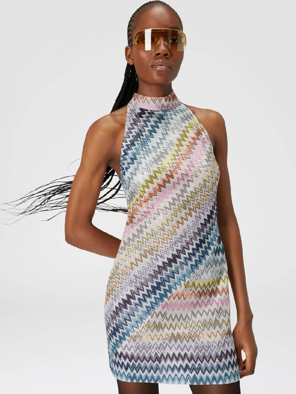 Missoni Mini-abito senza maniche in viscosa zig zag lamé Pezzi Unici