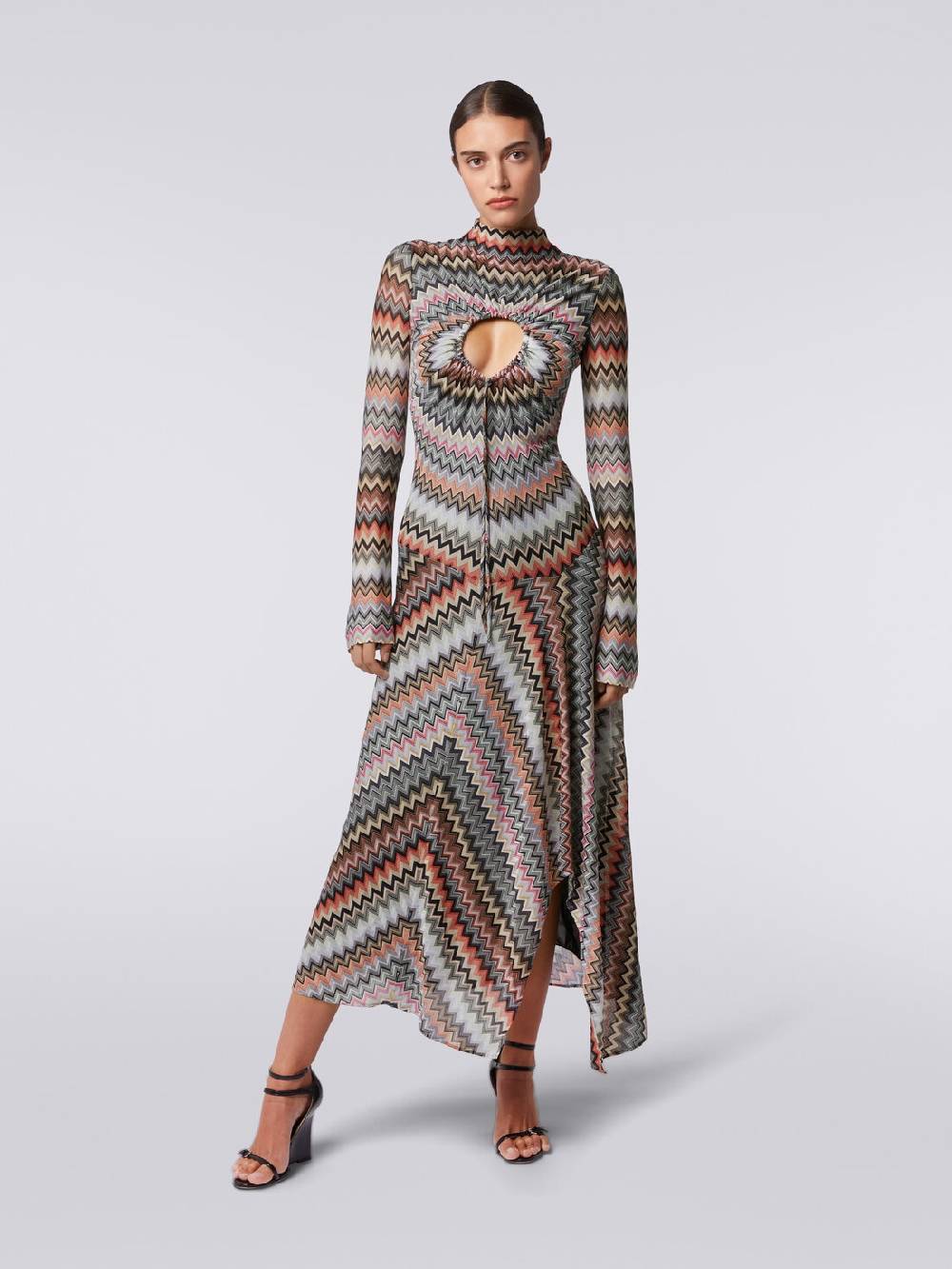Missoni Abito lungo in cotone e viscosa zig zag con dettaglio cut-out e spacco Fino Al -60%
