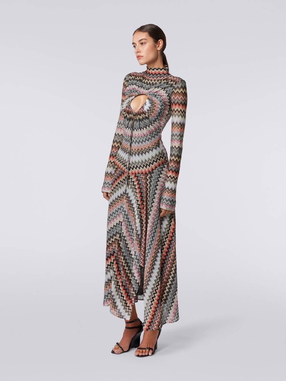 Missoni Abito lungo in cotone e viscosa zig zag con dettaglio cut-out e spacco Fino Al -60%