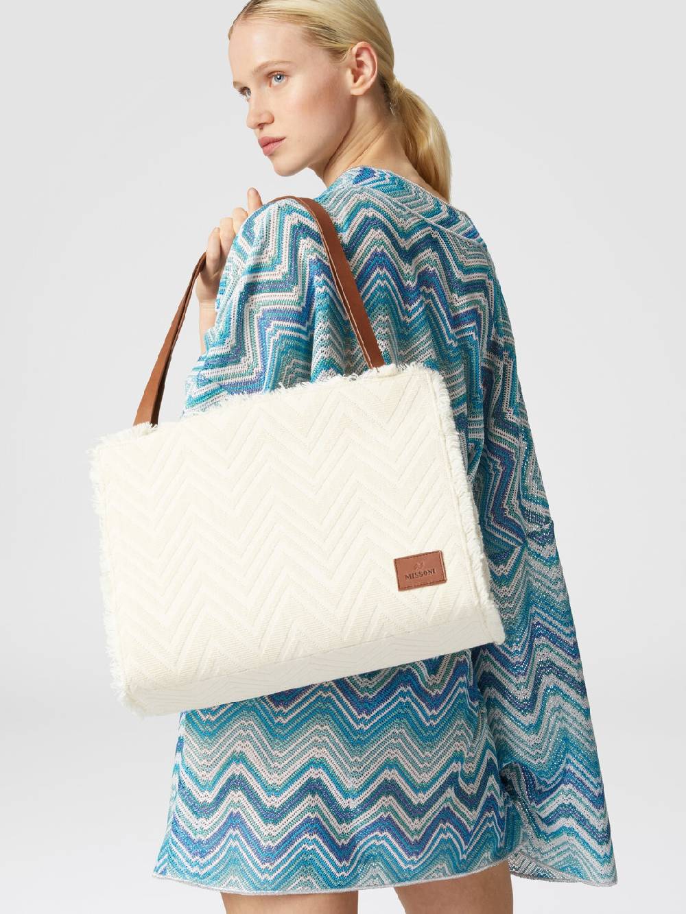 Missoni Tote bag in misto cotone con motivo chevron Novità