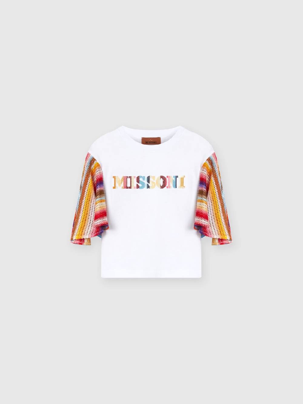 Missoni T-shirt in cotone con inserti a contrasto e scritta logo