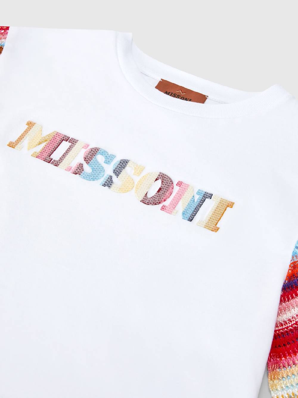Missoni T-shirt in cotone con inserti a contrasto e scritta logo Prezzo di fabbrica