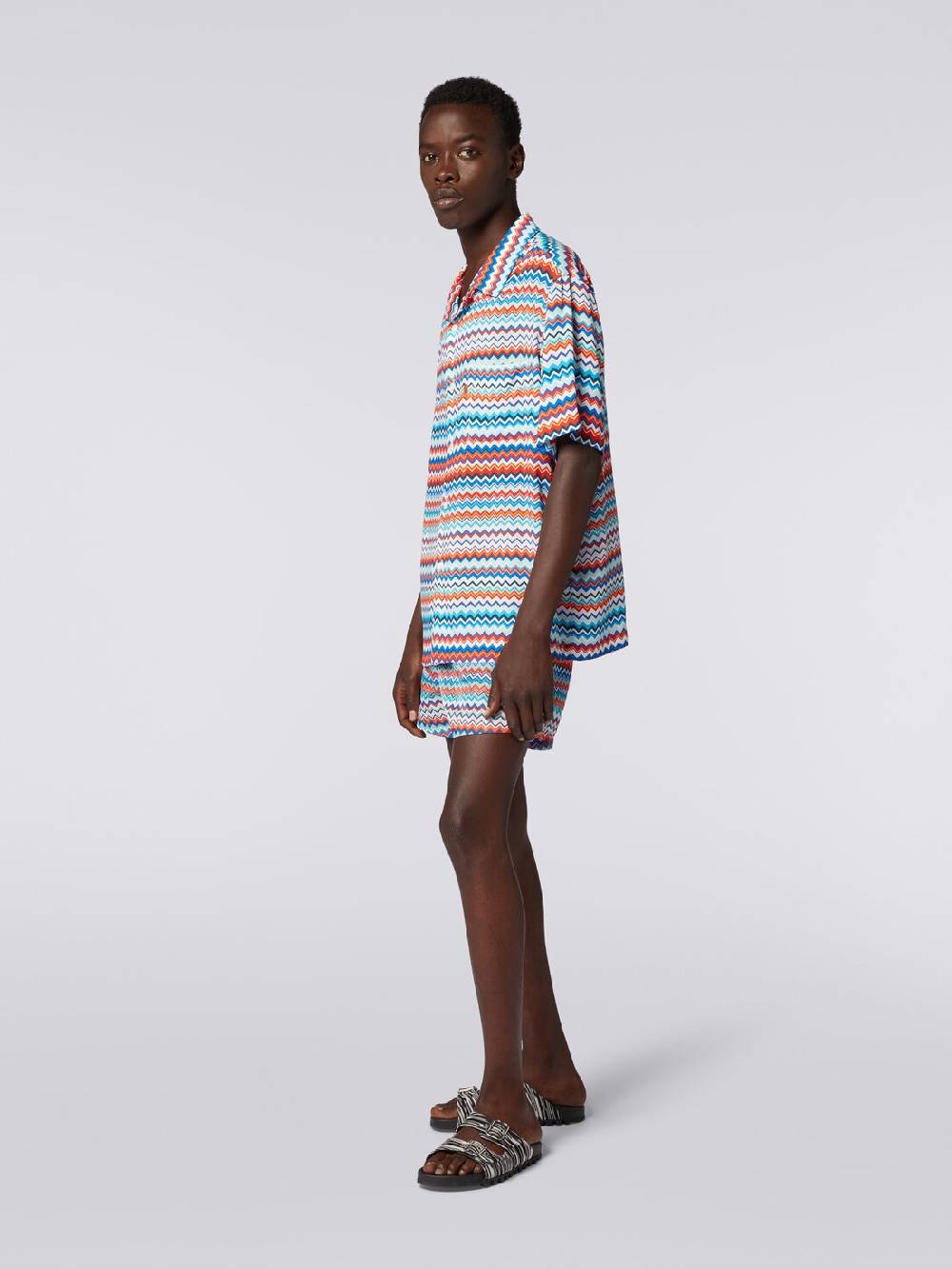 Missoni Camicia a maniche corte modello bowling in viscosa zig zag Nuova