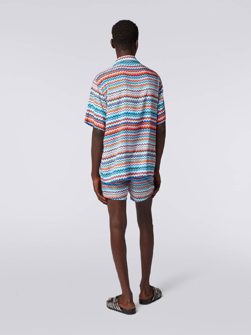 Missoni Camicia a maniche corte modello bowling in viscosa zig zag Nuova
