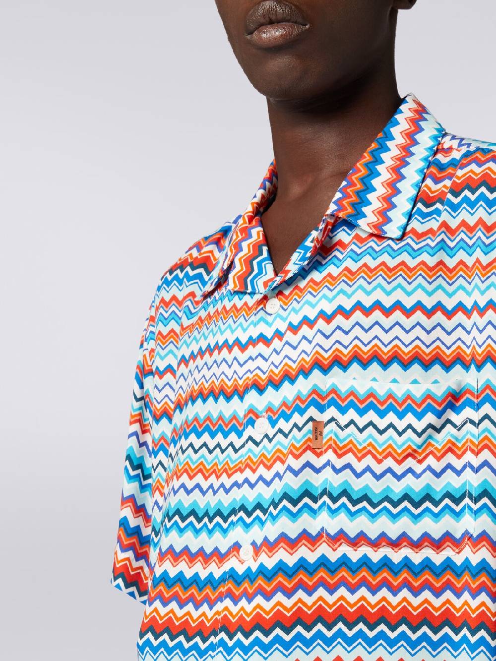 Missoni Camicia a maniche corte modello bowling in viscosa zig zag Nuova