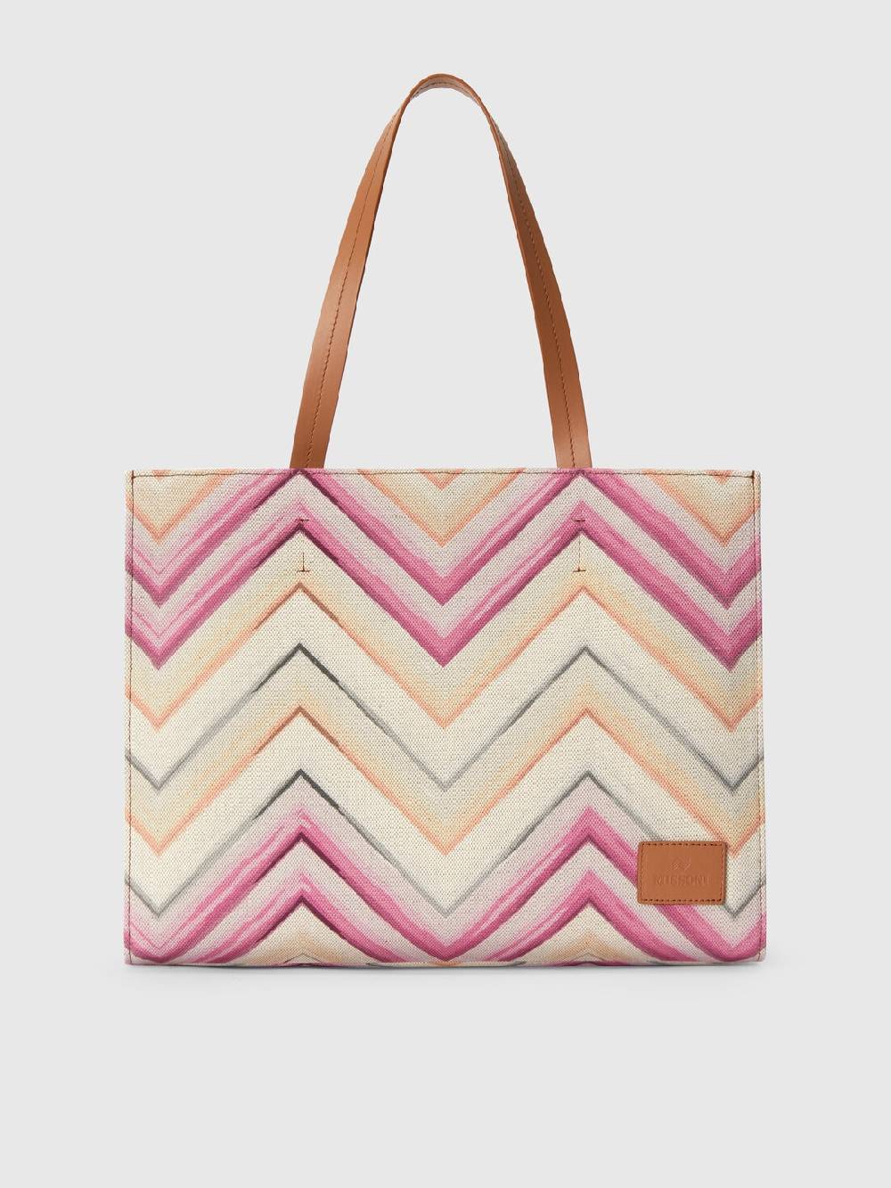 Missoni Tote bag in misto cotone con motivo chevron Vendita