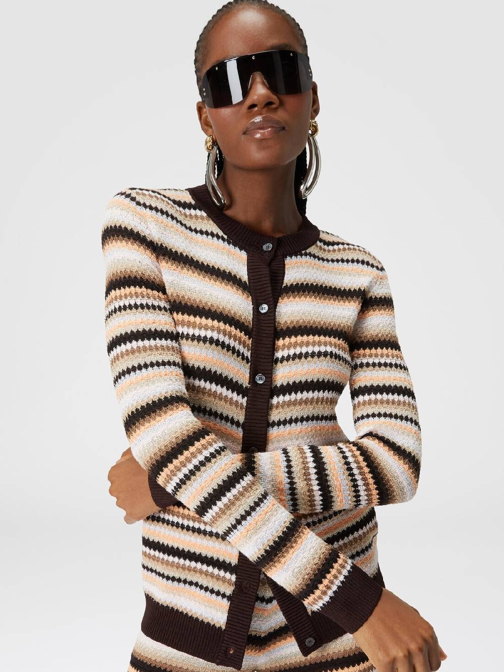 Missoni Cardigan in cotone e viscosa a righe con profili a contrasto Consegna Veloce