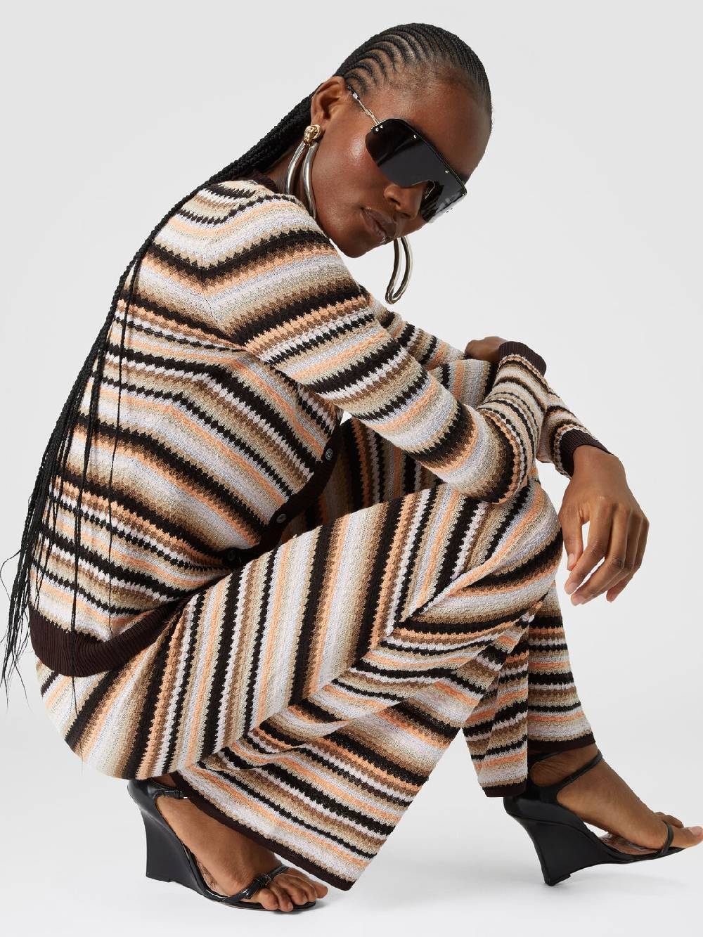 Missoni Pantaloni dritti in maglia rigata di cotone e viscosa Promozione Limitata