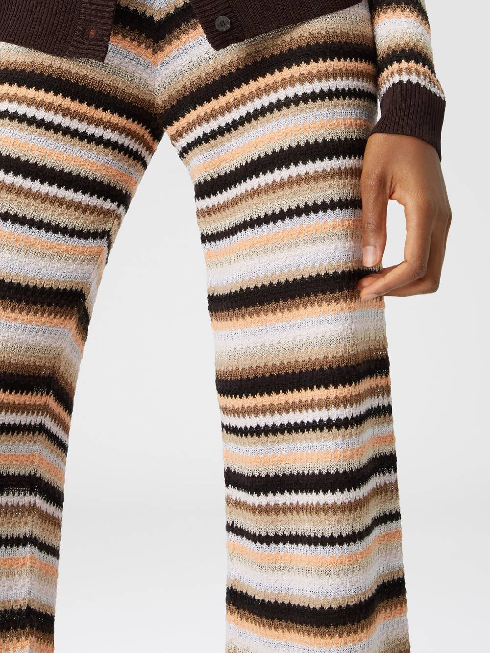 Missoni Pantaloni dritti in maglia rigata di cotone e viscosa Promozione Limitata