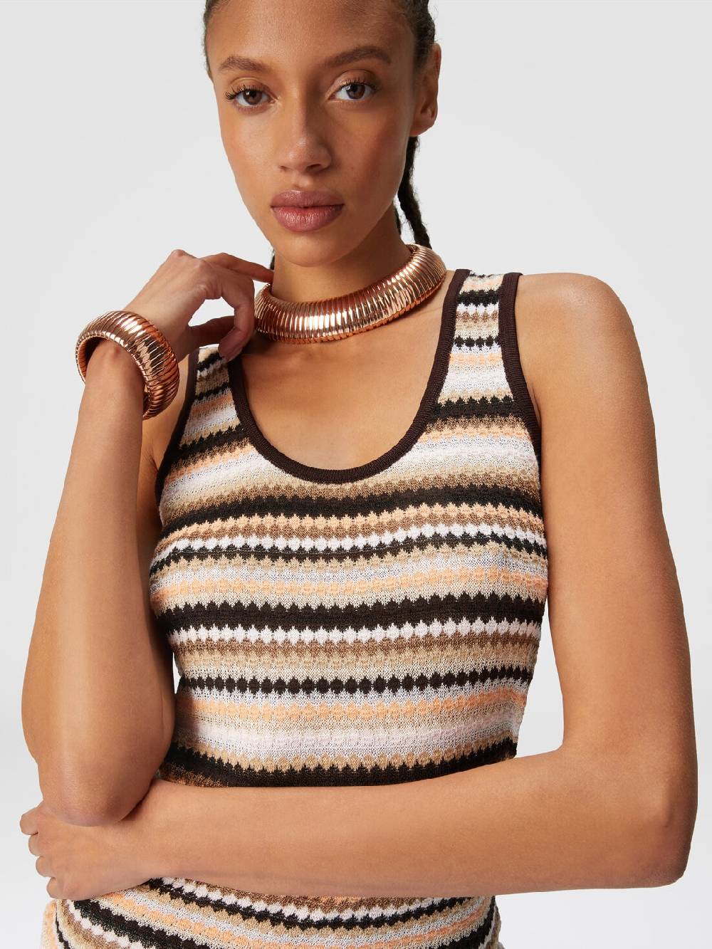 Missoni Canottiera rigata in cotone e viscosa Fino Al -60%