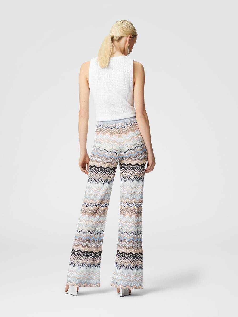 Missoni Pantaloni in maglia chevron lamé con paillettes Novità