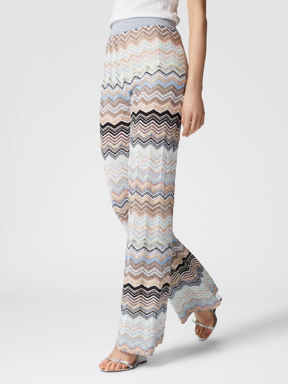 Missoni Pantaloni in maglia chevron lamé con paillettes Novità