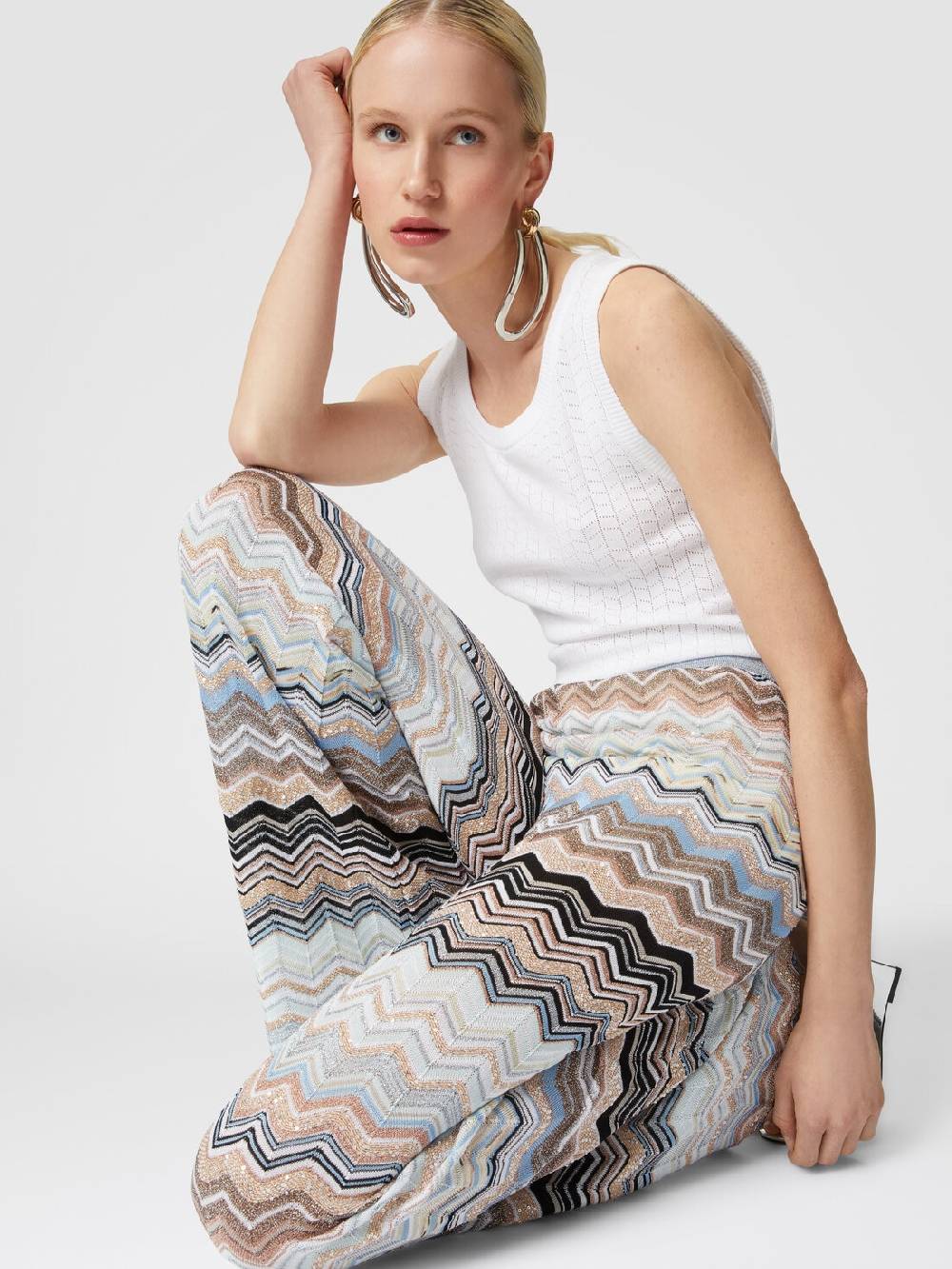 Missoni Pantaloni in maglia chevron lamé con paillettes Novità