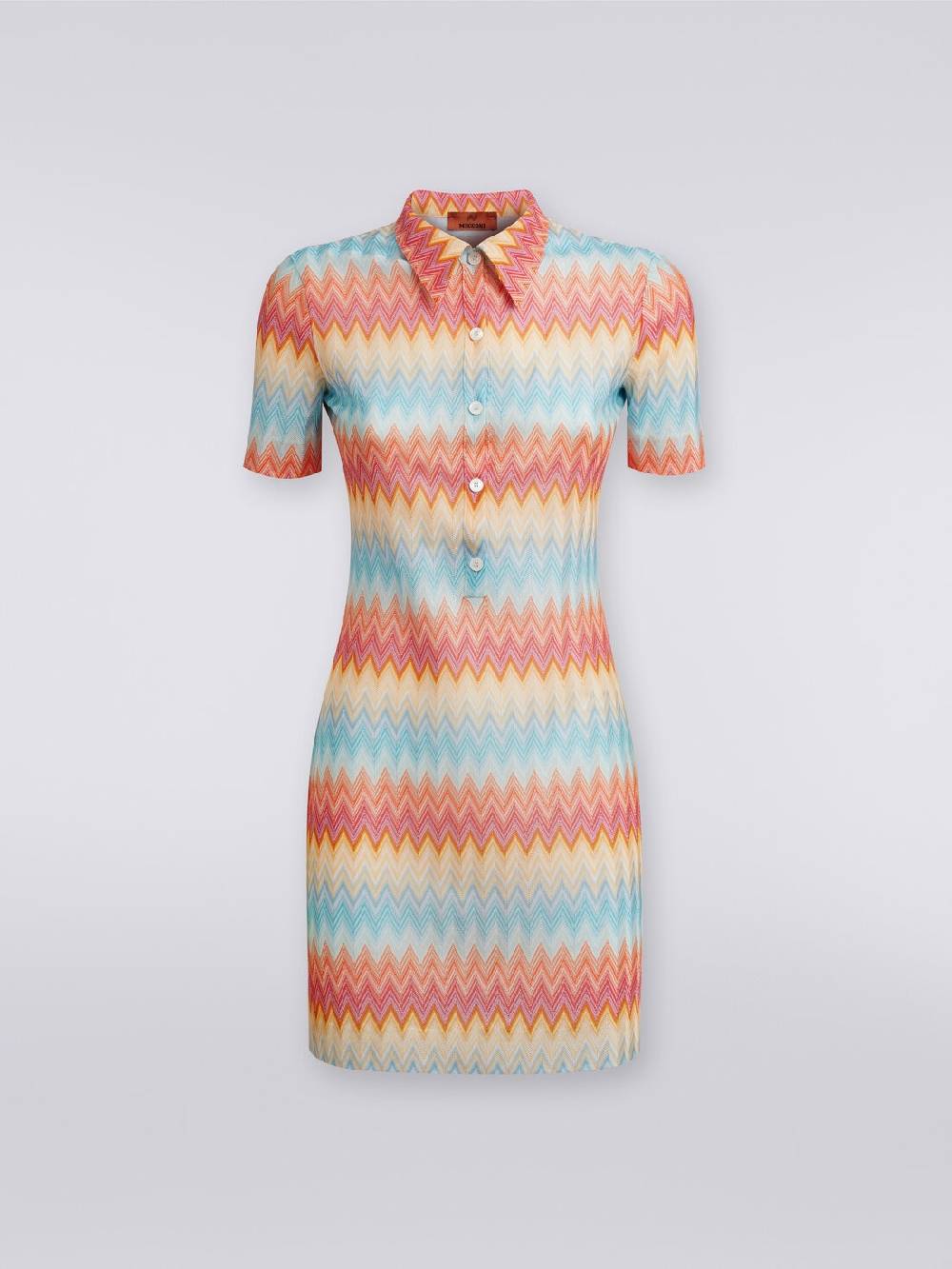 Missoni Mini-abito modello polo in viscosa zig zag Sconto