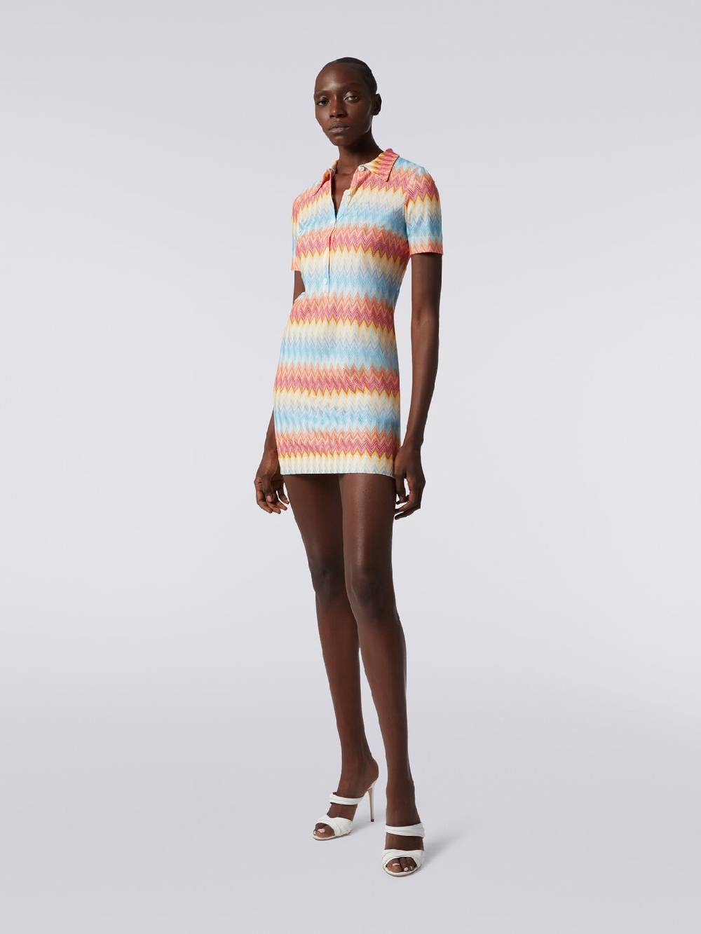 Missoni Mini-abito modello polo in viscosa zig zag Sconto