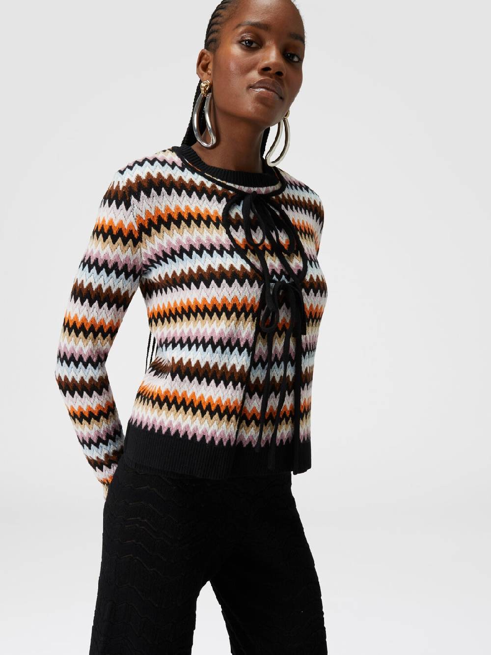 Missoni Cardigan in lana zig zag con profili a contrasto Offerta