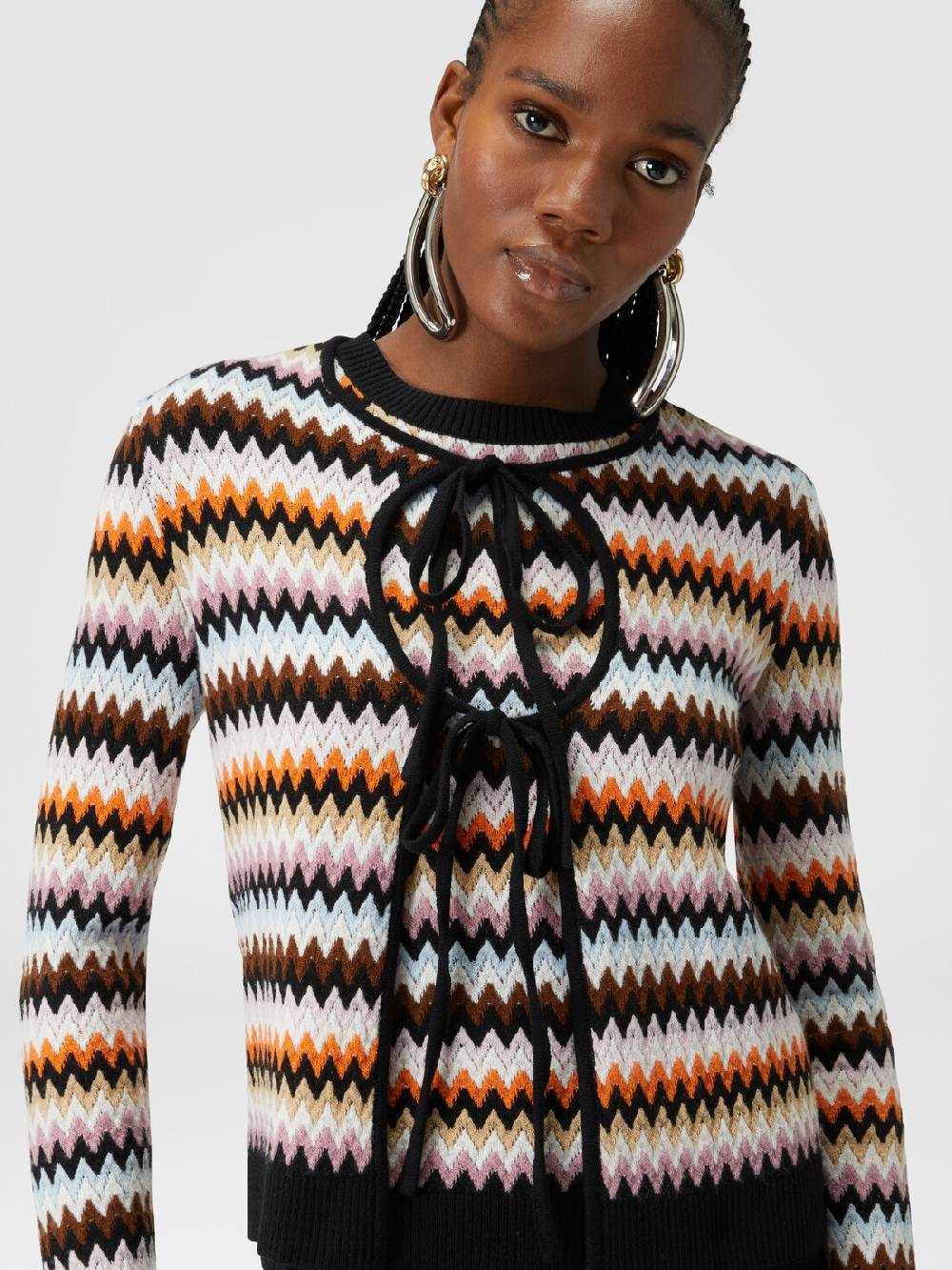 Missoni Cardigan in lana zig zag con profili a contrasto Offerta