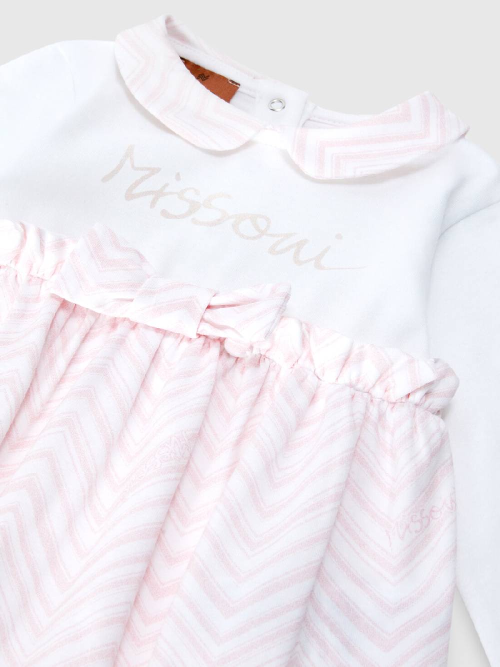 Missoni Set tre pezzi con tutina, zuccotto e bavaglino in cotone con inserti zig zag Economico