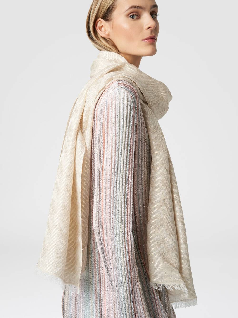 Missoni Stola in misto viscosa chevron con paillettes In Linea