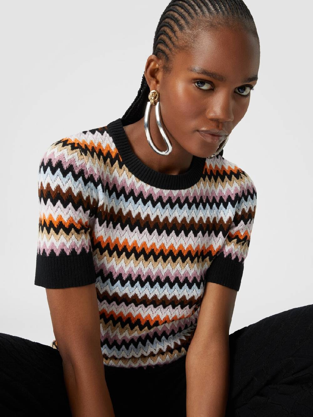 Missoni Pullover girocollo a maniche corte in lana zig zag Promozione