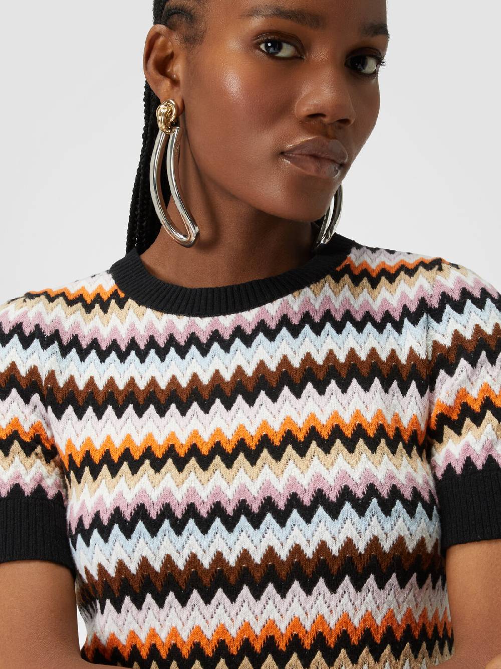 Missoni Pullover girocollo a maniche corte in lana zig zag Promozione