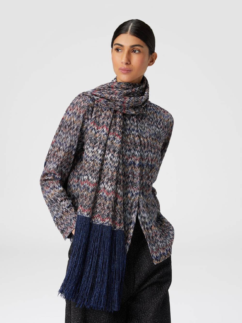 Missoni Stola in viscosa lamé chevron con frange Prezzo Ridotto