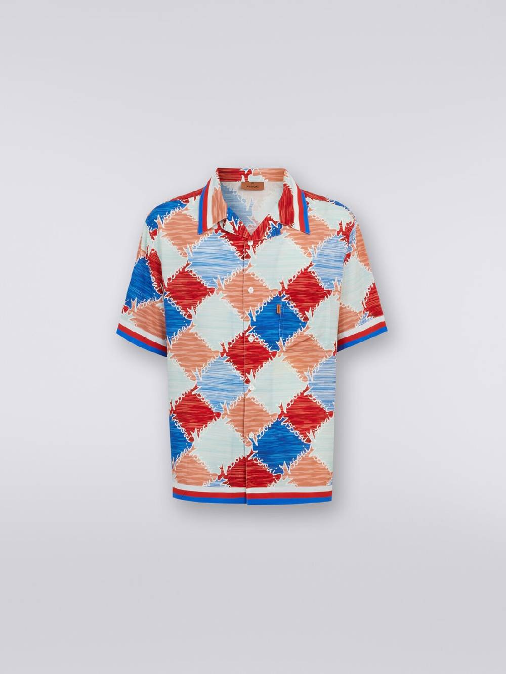 Missoni Camicia a maniche corte in viscosa a losanghe con scritta logo Economico