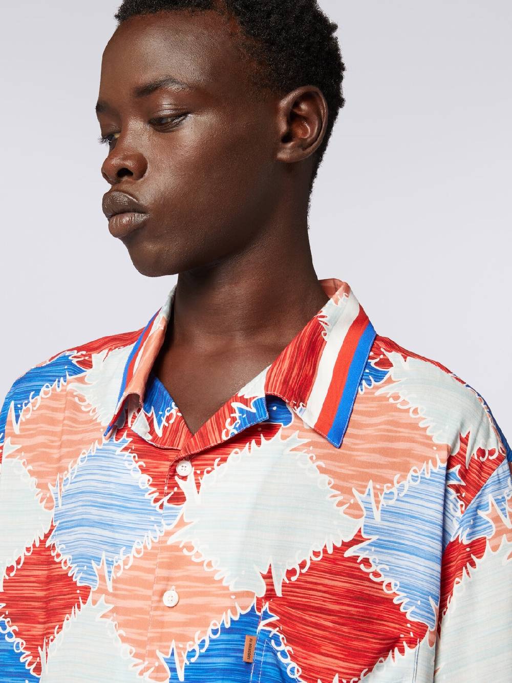 Missoni Camicia a maniche corte in viscosa a losanghe con scritta logo Economico
